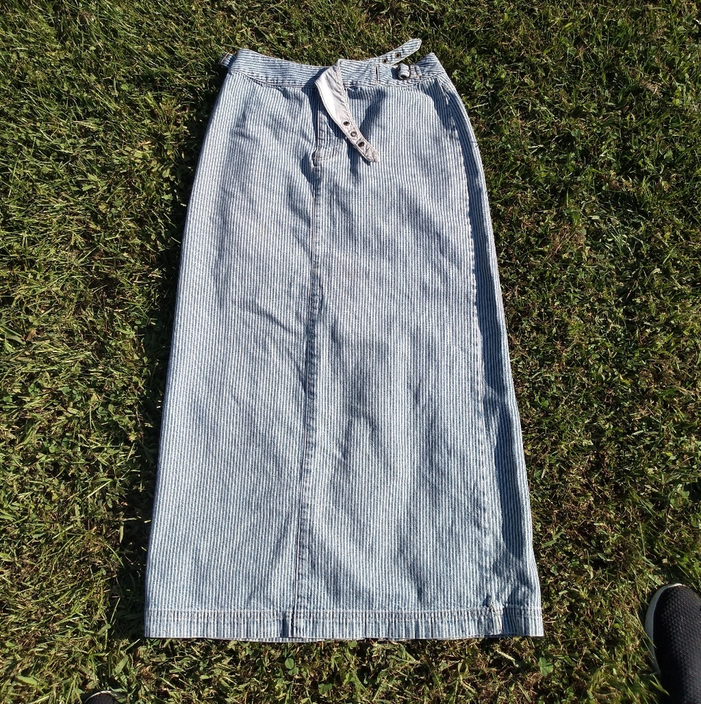 Vintage Liz claiborne long denim striped shirt
